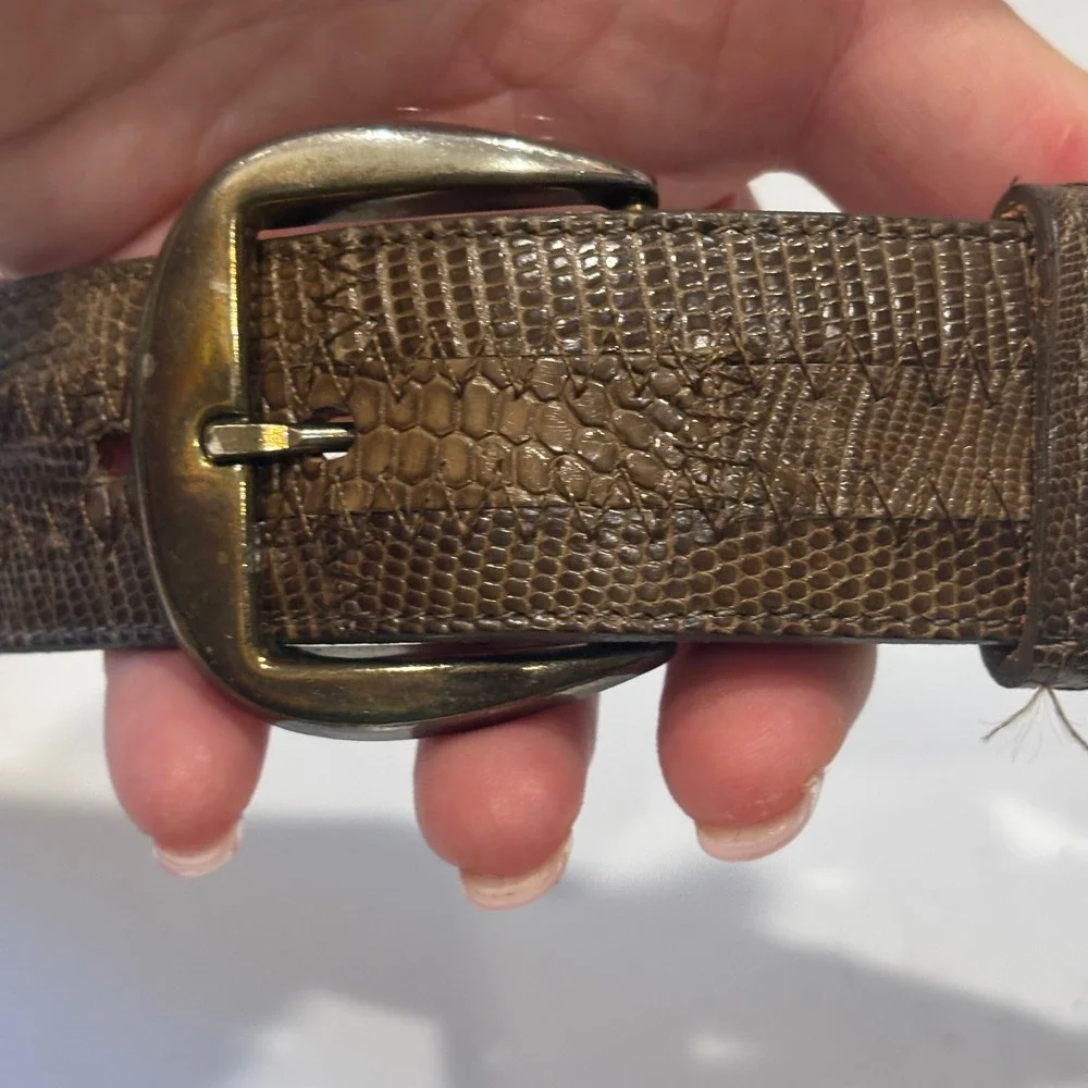 Tony Lama 20547B Mens Brown Lizard Skin Inlay Leather Western Belt Size 30 USA